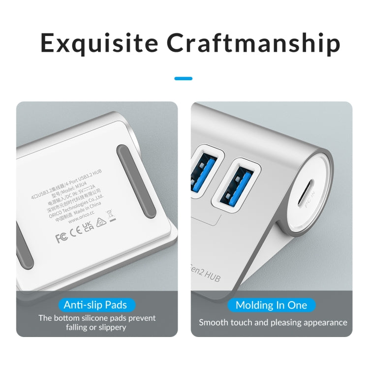 ORICO M3U7-G2 Aluminum Alloy 7-Port USB 3.2 Gen2 10Gbps HUB with 0.5m Cable (Silver) - free shipping - PMC Jewellery - Order now!