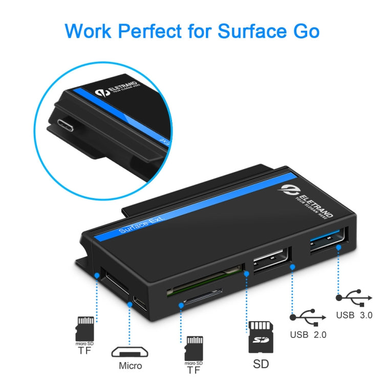 ROCKETEK RT-SGO727 USB 3.0 + USB 2.0 + Micro USB Interface Hub for Microsoft Surface Go, with 2 TF Card & SD Card Slots - free shipping - PMC Jewellery - Order now!