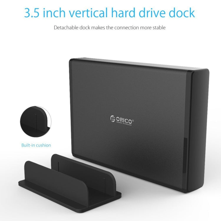 ORICO 7688U3 Vertical Aluminum External Hard Drive Enclosure Storage Case Hard Drive Dock for 3.5 inch SATA HDD(Black) - HDD Enclosure by ORICO | Online Shopping South Africa | PMC Jewellery | Buy Now Pay Later Mobicred