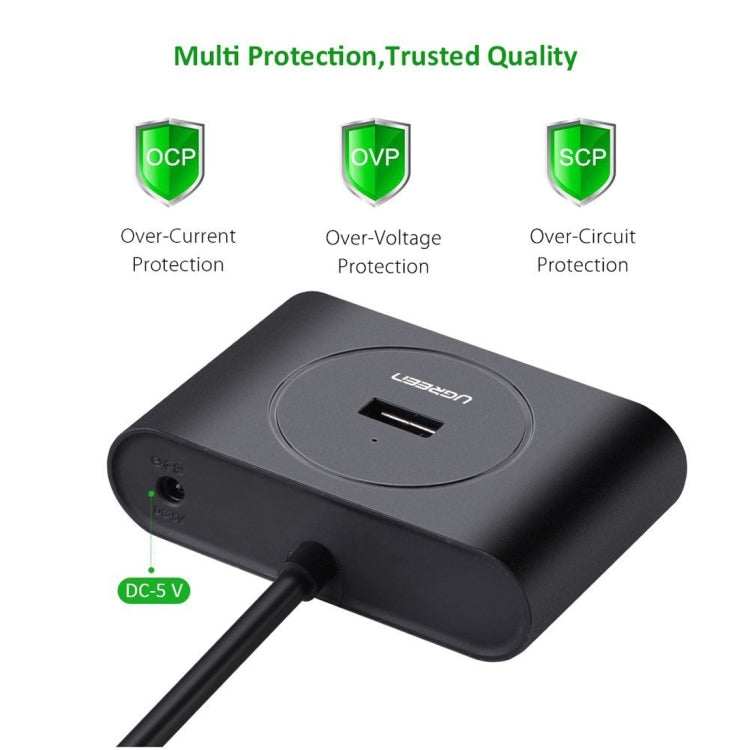 UGREEN Portable Super Speed 4 Ports USB 3.0 HUB Cable Adapter, Not Support OTG, Cable Length: 2m(Black) - USB 3.0 HUB by UGREEN | Online Shopping South Africa | PMC Jewellery | Buy Now Pay Later Mobicred