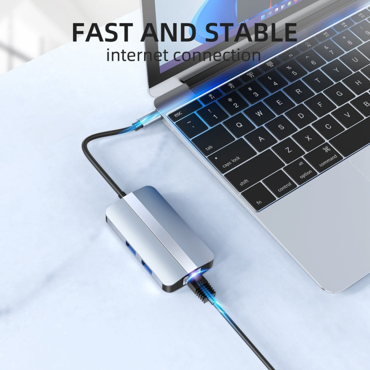 BYL-2203 6 in 1 USB-C / Type-C to USB Multifunctional Docking Station HUB Adapter - USB HUB by PMC Jewellery | Online Shopping South Africa | PMC Jewellery | Buy Now Pay Later Mobicred