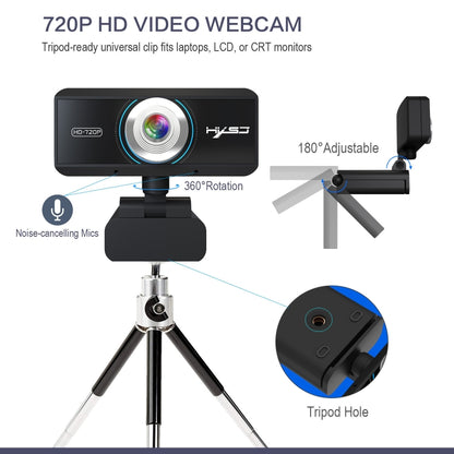 HXSJ S90 30fps 1 Megapixel 720P HD Webcam for Desktop / Laptop / Android TV, with 8m Sound Absorbing Microphone, Cable Length: 1.5m - HD Camera by HXSJ | Online Shopping South Africa | PMC Jewellery | Buy Now Pay Later Mobicred