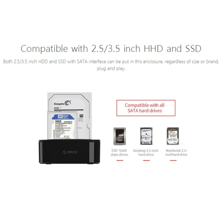 ORICO 6228US3 2.5 / 3.5 inch SATA HDD / SSD 2 Bay USB 3.0 Hard Drive Dock - HDD Enclosure by ORICO | Online Shopping South Africa | PMC Jewellery | Buy Now Pay Later Mobicred