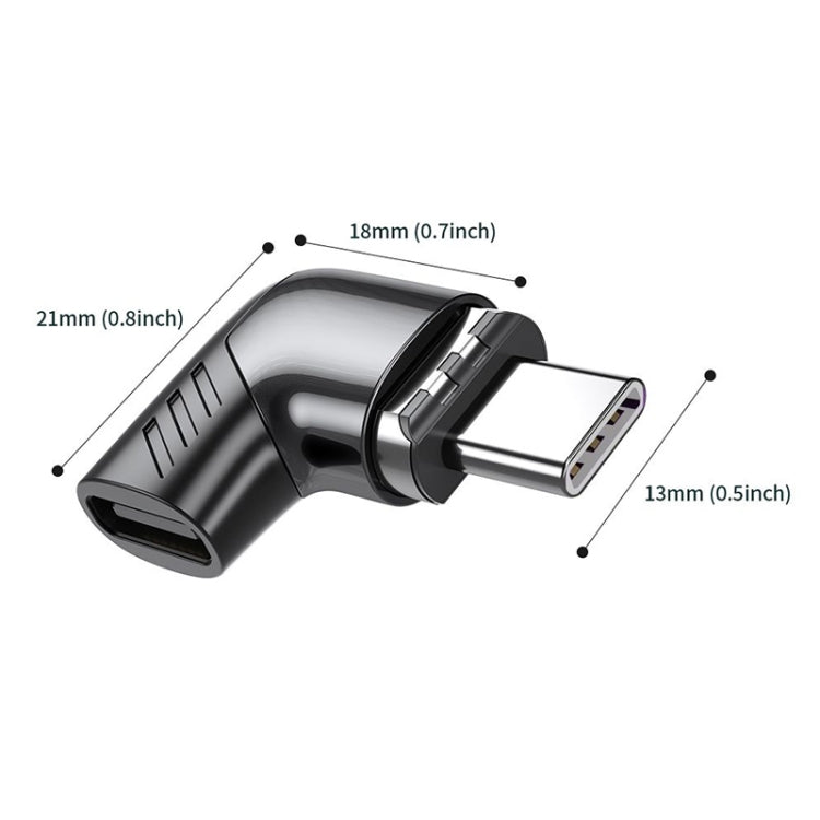X20 100W PD USB-C / Type-C Female to USB-C / Type-C Elbow Magnetic Charging Adapter(Tarnish) - Charging Cable & Head by PMC TechLife | Online Shopping South Africa | PMC TechLife