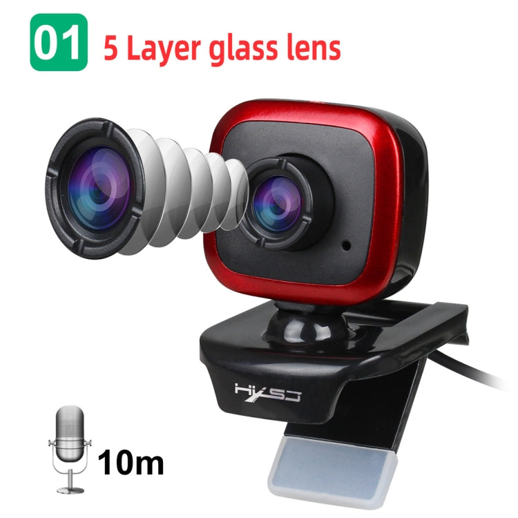 HXSJ A849 480P Adjustable 360 Degree HD Video Webcam PC Camera with Microphone(Black Red) - HD Camera by HXSJ | Online Shopping South Africa | PMC Jewellery | Buy Now Pay Later Mobicred