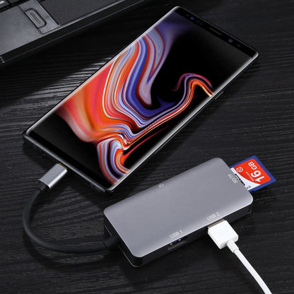 5 In 1 Dual USB 3.0 + CF + TF + SD Multi-function USB-C OTG Card Reader -  by PMC Jewellery | Online Shopping South Africa | PMC Jewellery | Buy Now Pay Later Mobicred