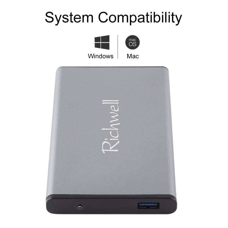 Richwell SATA R2-SATA-500GB 500GB 2.5 inch USB3.0 Super Speed Interface Mobile Hard Disk Drive(Grey) - External Hard Drives by Richwell | Online Shopping South Africa | PMC Jewellery | Buy Now Pay Later Mobicred