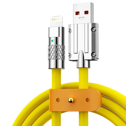 Mech Series 6A 120W USB to 8 Pin Metal Plug Silicone Fast Charging Data Cable, Length: 1.2m(Yellow) - Normal Style Cable by PMC Jewellery | Online Shopping South Africa | PMC Jewellery | Buy Now Pay Later Mobicred