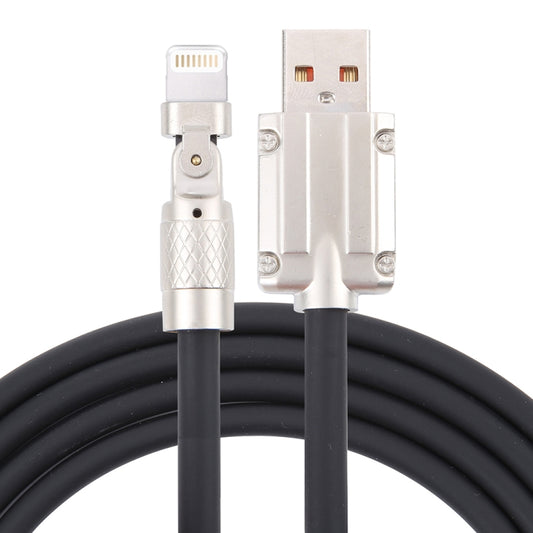 Mech Series 6A 120W USB to 8 Pin 180-degree Metal Plug Fast Charging Cable, Length: 1.2m(Black) - Normal Style Cable by PMC Jewellery | Online Shopping South Africa | PMC Jewellery | Buy Now Pay Later Mobicred