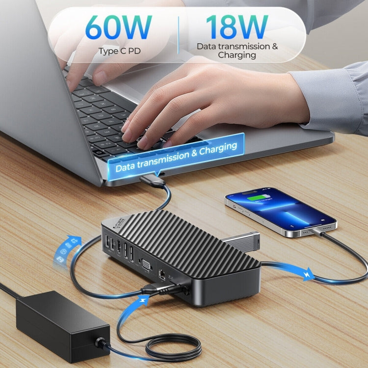 ORICO DKA20-BK-BP 10Gbps 20 in 1 Type-C 3.0 HUB Docking Station(EU Plug) - free shipping - PMC Jewellery - Order now!