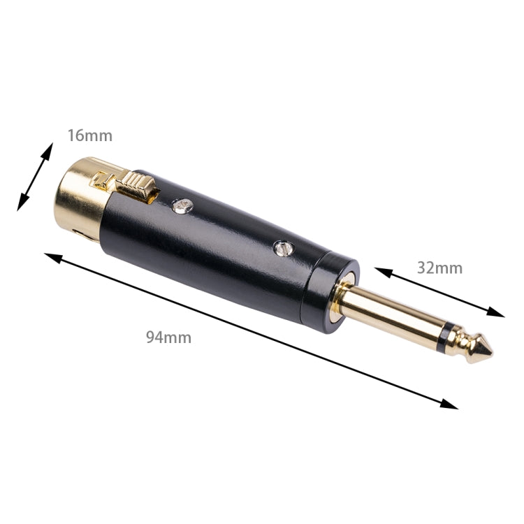 5 PCS LZ1167G 6.35mm Single Track Male Head to XRL Female Audio Adapter Plug (Black) - Microphone Audio Cable & Connector by PMC Jewellery | Online Shopping South Africa | PMC Jewellery | Buy Now Pay Later Mobicred