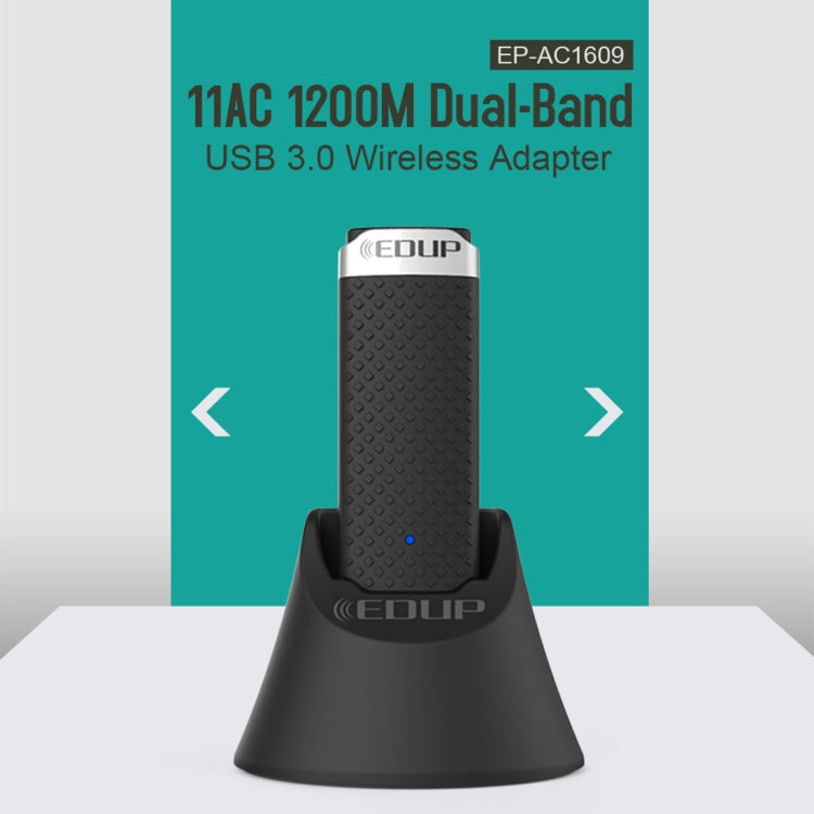 EDUP EP-AC1609 1200Mbps High Speed USB 3.0 WiFi Adapter Receiver Ethernet Adapter with 1m Extend Cable & Base - USB Network Adapter by EDUP | Online Shopping South Africa | PMC Jewellery | Buy Now Pay Later Mobicred