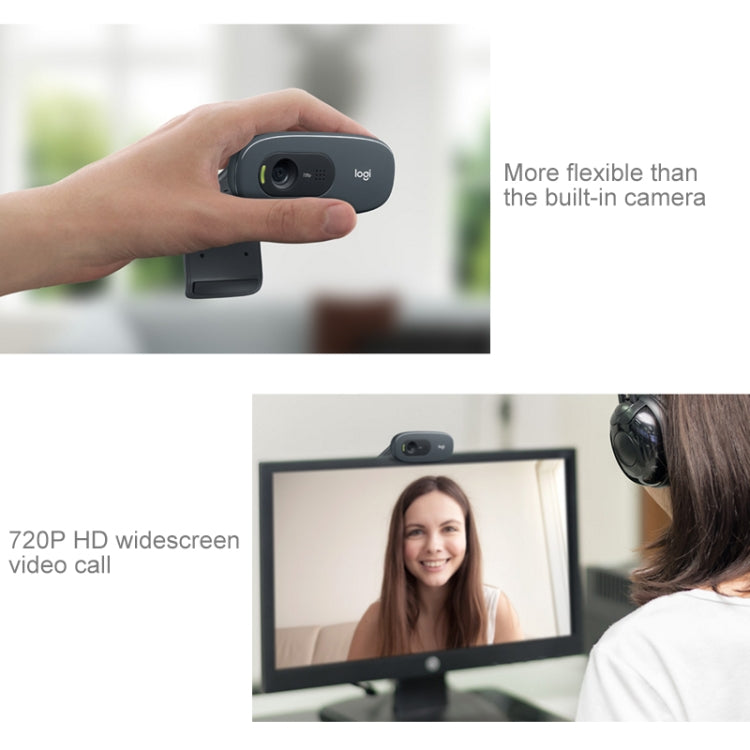 Logitech C270 HD Web Camera Meets Every Need for HD 720p Video Calls(Black) - HD Camera by Logitech | Online Shopping South Africa | PMC Jewellery | Buy Now Pay Later Mobicred