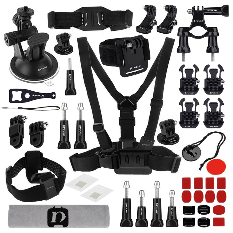 PULUZ 45 in 1 Accessories Ultimate Combo Kits (Chest Strap + Suction Cup Mount + 3-Way Pivot Arms + J-Hook Buckle + Wrist Strap + Helmet Strap + Surface Mounts + Tripod Adapter + Storage Bag + Handleb ... ce Pro, DJI Osmo Action 4 and Other Action Cameras -  by PULUZ | Online Shopping South Africa | PMC Jewellery | Buy Now Pay Later Mobicred