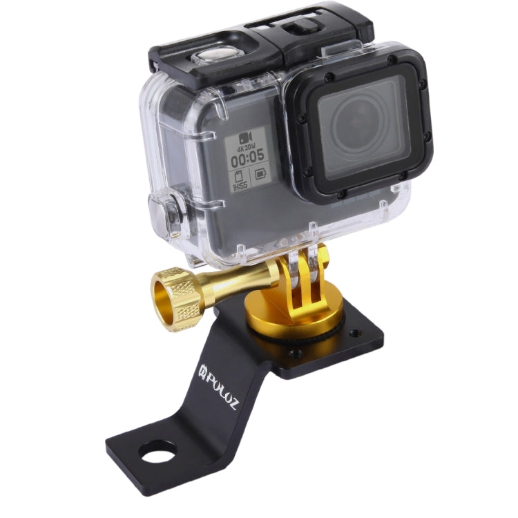 PULUZ Aluminum Alloy Motorcycle Fixed Holder Mount with Tripod Adapter & Screw for GoPro Hero12 Black / Hero11 /10 /9 /8 /7 /6 /5, Insta360 Ace / Ace Pro, DJI Osmo Action 4 and Other Action Cameras(Gold) - Holder by PULUZ | Online Shopping South Africa | PMC Jewellery | Buy Now Pay Later Mobicred