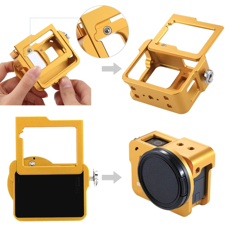 PULUZ Housing Shell CNC Aluminum Alloy Protective Cage with Insurance Frame & 52mm UV Lens for GoPro HERO(2018) /7 Black /6 /5(Gold) - Metal Cases by PULUZ | Online Shopping South Africa | PMC Jewellery | Buy Now Pay Later Mobicred