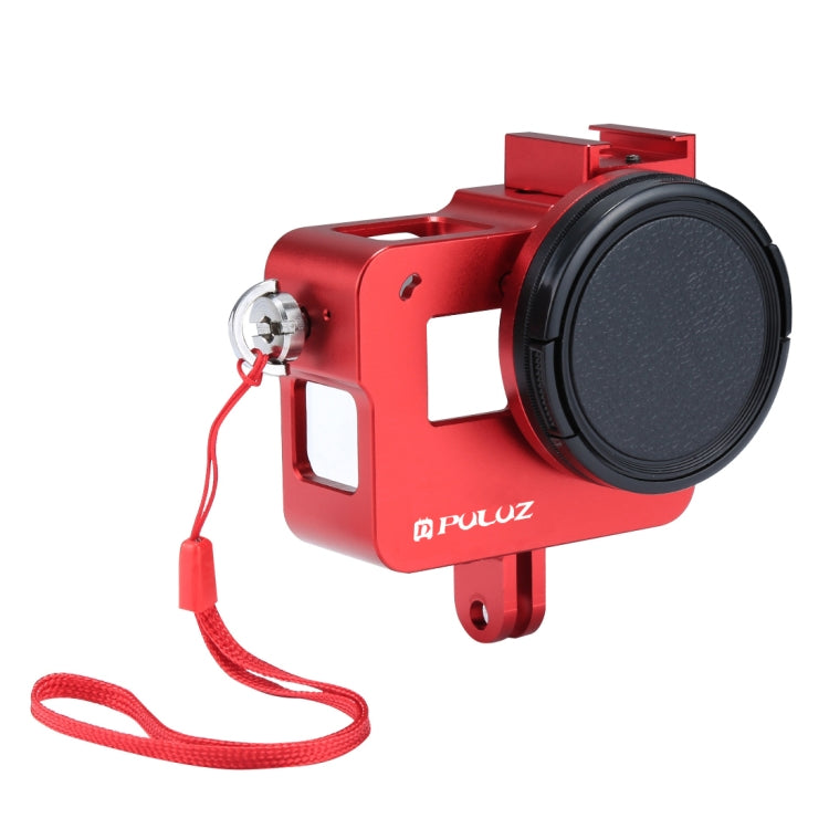 PULUZ Housing Shell CNC Aluminum Alloy Protective Cage with 52mm UV Lens for GoPro HERO(2018) /7 Black /6 /5(Red) - Metal Cases by PULUZ | Online Shopping South Africa | PMC Jewellery | Buy Now Pay Later Mobicred