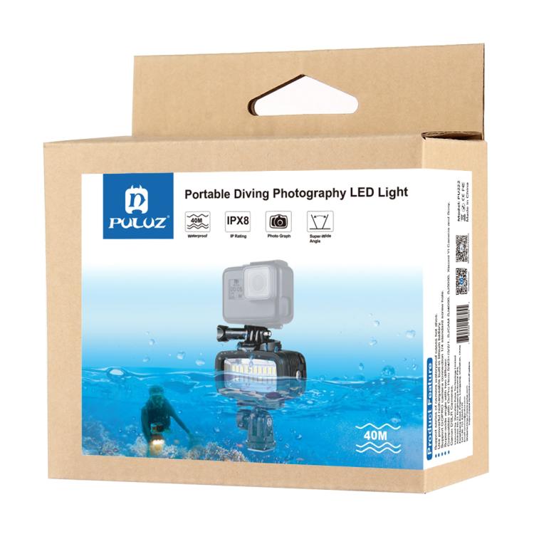 PULUZ 20 LEDs 40m Waterproof IPX8 Studio Light Video & Photo Light with Hot Shoe Base Adapter & Quick Release Buckle & Long Screw & 2 x Filter Plates for GoPro HERO10 Black / HERO9 Black / HERO8 Black ... n /4 /3+ /3 /2 /1, Xiaoyi and Other Action Cameras - free shipping - PMC TechLife - Order now!