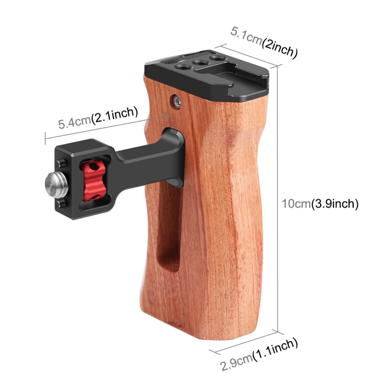 PULUZ 3/8 inch Screw Universal Camera Wooden Side Handle with Cold Shoe Mount for Camera Cage Stabilizer(Black) - Camera Stabilizer by PULUZ | Online Shopping South Africa | PMC Jewellery | Buy Now Pay Later Mobicred