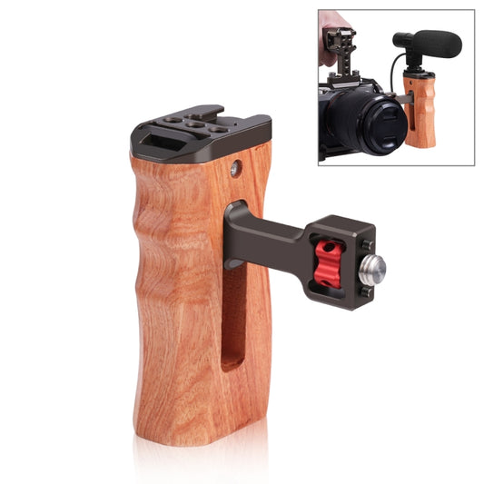 PULUZ 3/8 inch Screw Universal Camera Wooden Side Handle with Cold Shoe Mount for Camera Cage Stabilizer(Bronze) - Camera Stabilizer by PULUZ | Online Shopping South Africa | PMC Jewellery | Buy Now Pay Later Mobicred