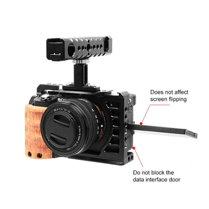For Sony Alpha 7C / ILCE-7C / A7C PULUZ Wood Handle Metal Camera Cage Stabilizer Rig - Camera Cage by PULUZ | Online Shopping South Africa | PMC Jewellery | Buy Now Pay Later Mobicred