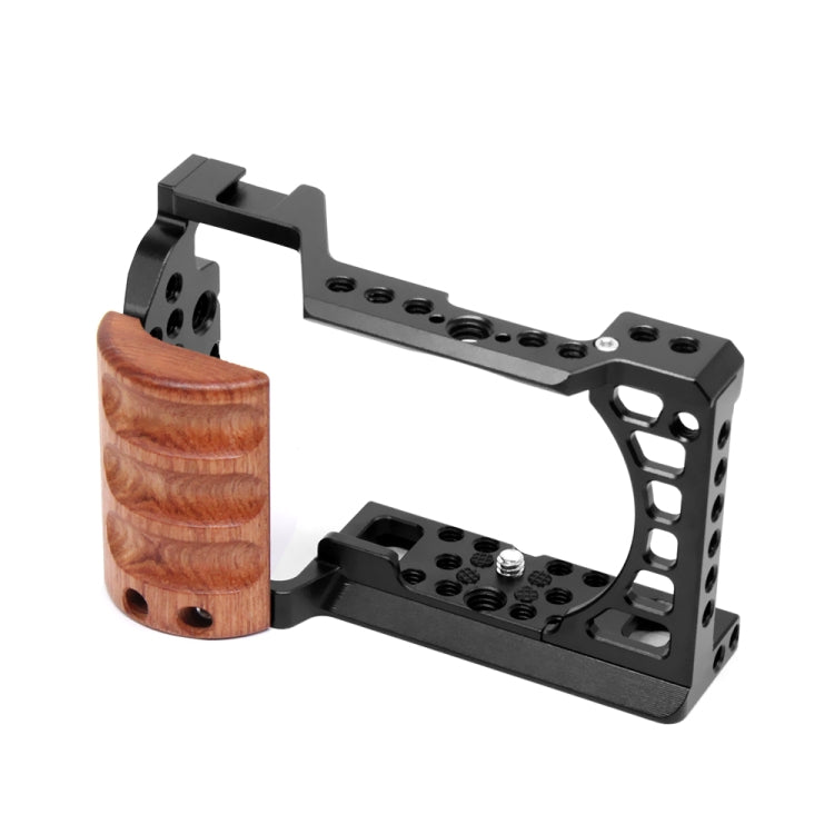 For Sony A6400 / A6300 / A6100 / A6000 PULUZ Wood Handle Metal Camera Cage Stabilizer Rig - free shipping - PMC TechLife - Order now!