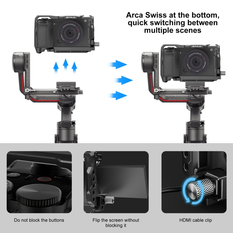 For  Sony A6700 PULUZ Metal Camera Cage Stabilizer Rig (Black) - free shipping - PMC TechLife - Order now!
