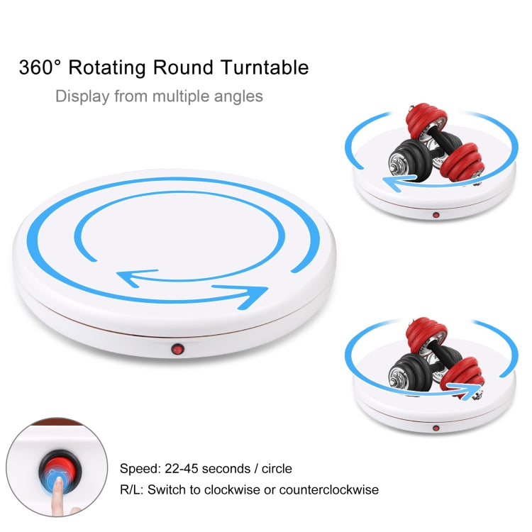 PULUZ 45cm Remote Control Adjusting Speed Rotating Turntable Display Stand, White, Load 100kg(EU Plug) - free shipping - PMC TechLife - Order now!