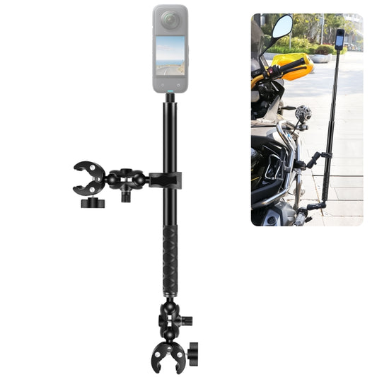 PULUZ Cycling Quick Release Bracket with 150cm Selfie Stick Set, Dual-heads Crab & Single Heads Clamps Handlebar Fixed Mount (Black) - Bicycle Handlebar Mount by PULUZ | Online Shopping South Africa | PMC Jewellery | Buy Now Pay Later Mobicred