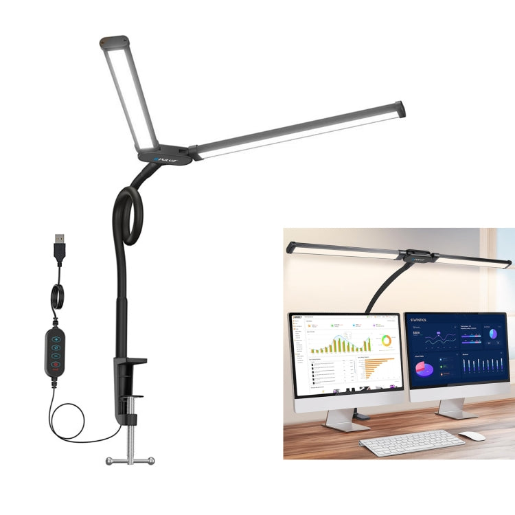 PULUZ Gooseneck Tube LED Fill Light Double Head Clip Desk Lamp (Black) - Selfie Light by PULUZ | Online Shopping South Africa | PMC Jewellery | Buy Now Pay Later Mobicred