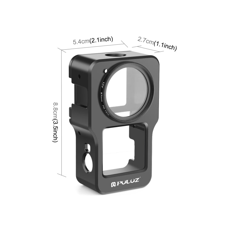 PULUZ CNC Aluminum Alloy Cage for DJI Action 2(Black) -  by PULUZ | Online Shopping South Africa | PMC Jewellery | Buy Now Pay Later Mobicred