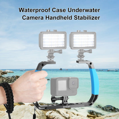 PULUZ Dual Silicone Handles Aluminium Alloy Underwater Diving Rig for GoPro, Other Action Cameras and  Smartphones (Blue) - Diving Accessories by PULUZ | Online Shopping South Africa | PMC Jewellery