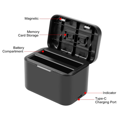 For Insta360 X4 PULUZ Battery Charging Box Battery & Memory Card Storage Case (Black) - Others by PULUZ | Online Shopping South Africa | PMC Jewellery | Buy Now Pay Later Mobicred