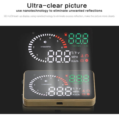 X6 3.5 inch Car OBDII / EUOBD HUD Vehicle-mounted Head Up Display Security System, Support Speed & Water Temperature & Speed Alarm & Fuel Consumption & Battery Voltage, etc. - Head Up Display System by PMC Jewellery | Online Shopping South Africa | PMC Jewellery | Buy Now Pay Later Mobicred