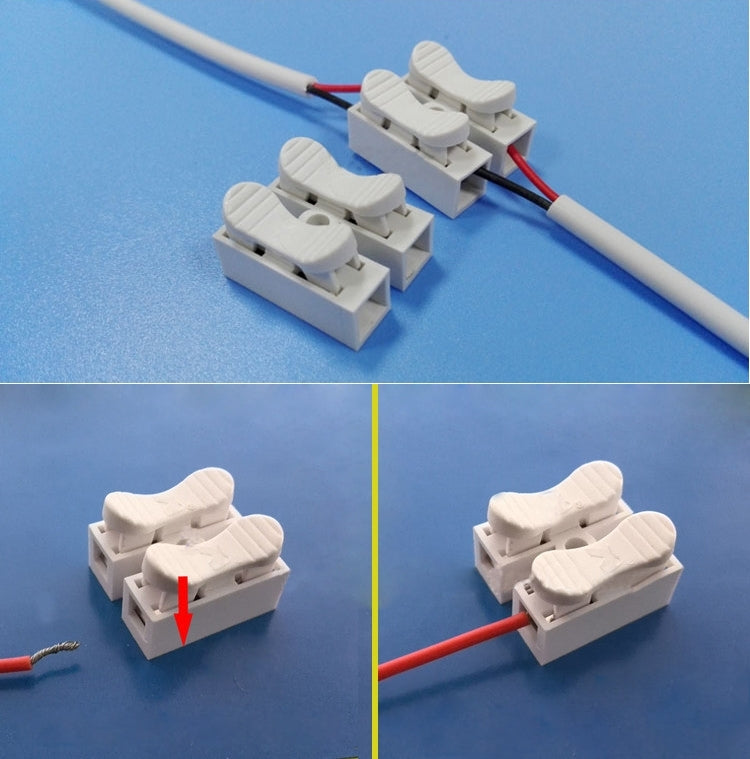 100 PCS 2 Way Push Quick Cable Connector Terminal Wiring Terminal 220V 2A(White) - Connector & Plug by PMC TechLife | Online Shopping South Africa | PMC TechLife | Buy Now Pay Later Mobicred