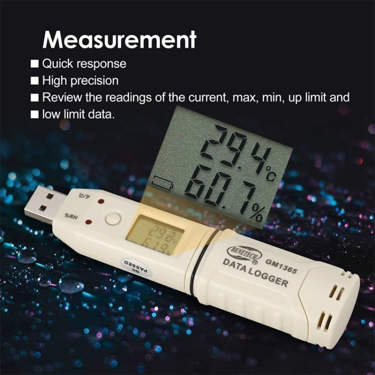 BENETECH GM1365 Digital Humidity & Temperature Data Logger - Thermostat & Thermometer by BENETECH | Online Shopping South Africa | PMC Jewellery | Buy Now Pay Later Mobicred