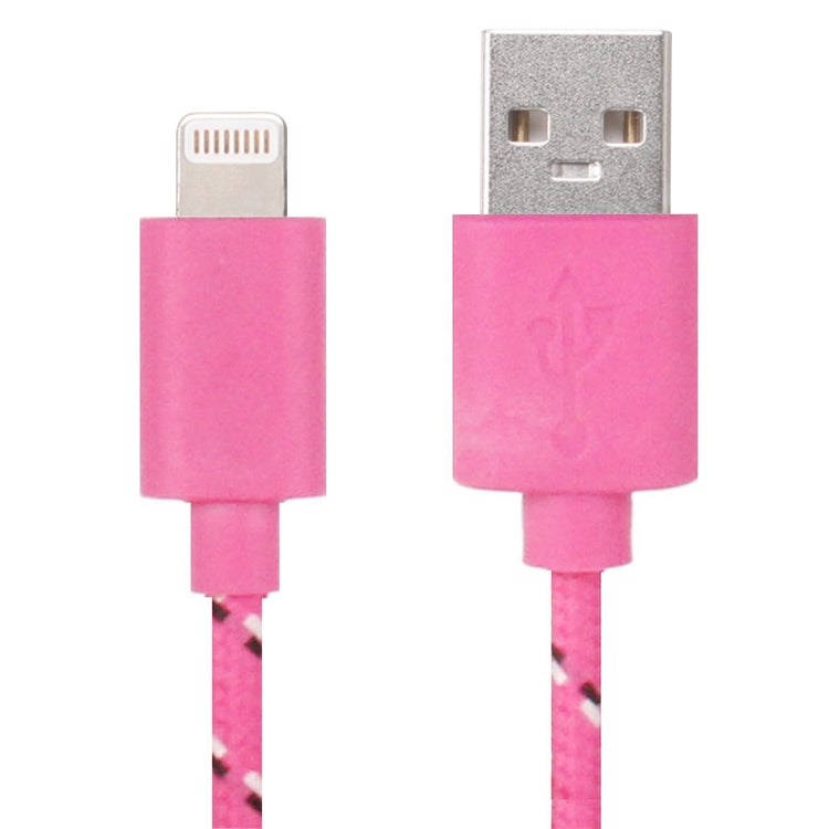 1m Nylon Netting USB Data Transfer Charging Cable For iPhone, iPad, Compatible with up to iOS 15.5(Magenta) - Normal Style Cable by PMC Jewellery | Online Shopping South Africa | PMC Jewellery | Buy Now Pay Later Mobicred