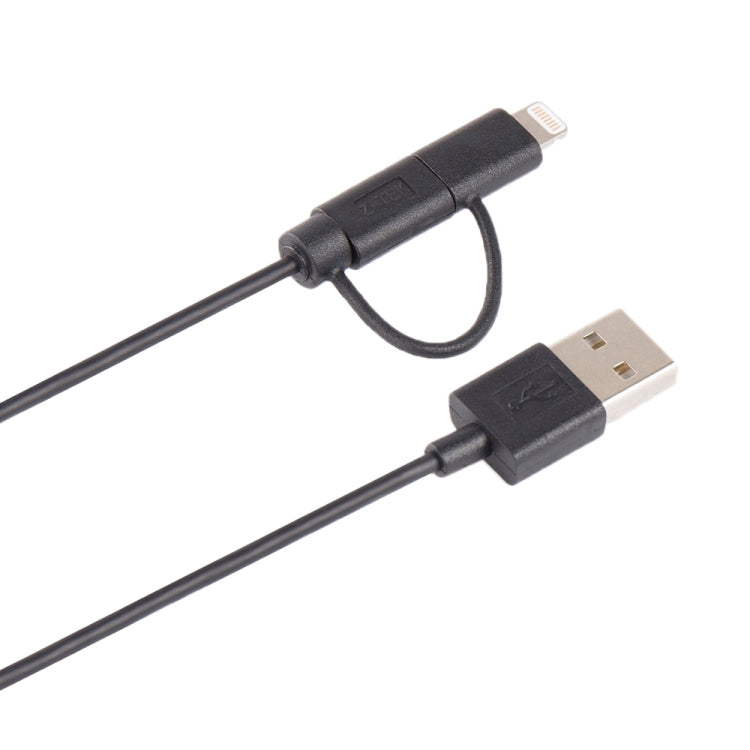 1m MFI 2 in 1 8 pin + Micro USB 2.0 Male to USB Data Sync Charging Cable(Black) - MFI Cable by PMC Jewellery | Online Shopping South Africa | PMC Jewellery | Buy Now Pay Later Mobicred