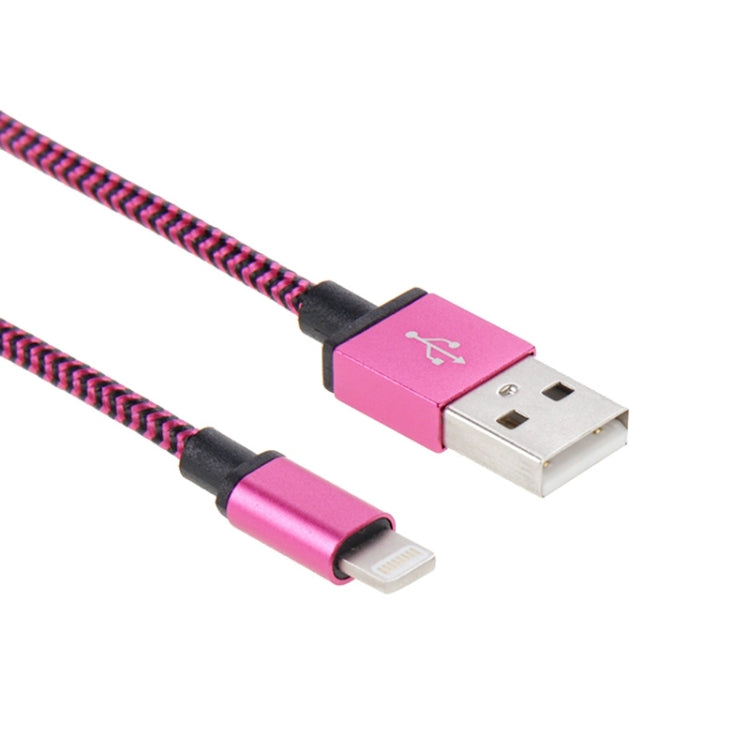 2m Woven Style 8 Pin to USB Sync Data / Charging Cable(Magenta) - free shipping - PMC Jewellery - Order now!