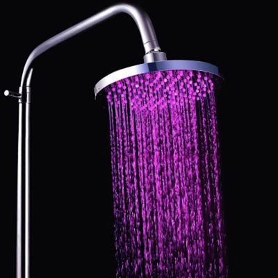 Round Temperature Sensor 3-Color (Blue / Pink / Red) LED Shower Head(Silver) - Shower Head by PMC Jewellery | Online Shopping South Africa | PMC Jewellery | Buy Now Pay Later Mobicred