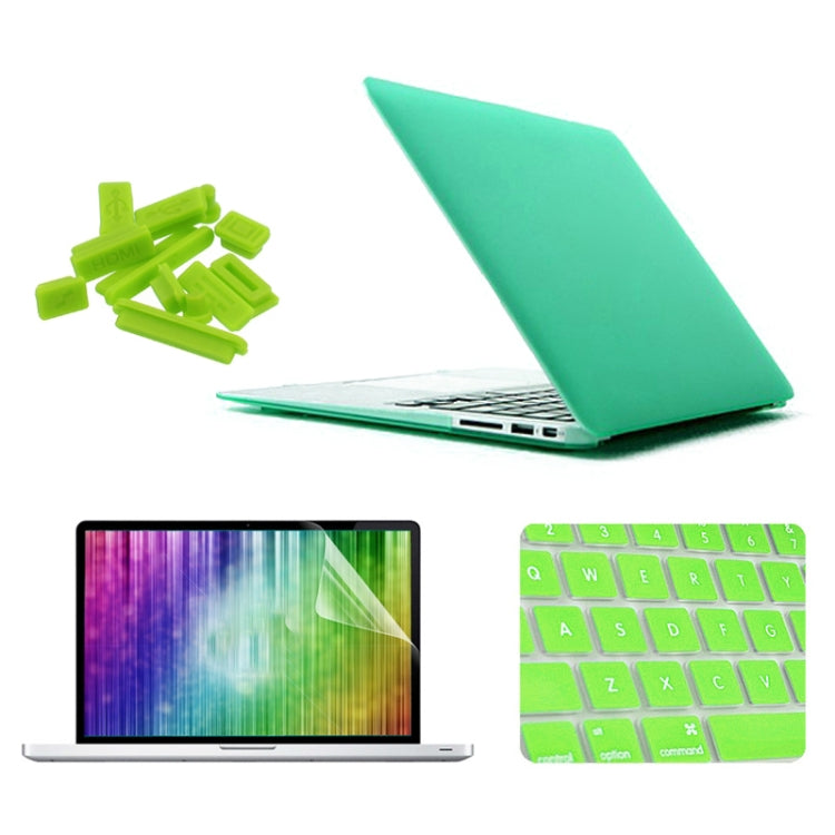 ENKAY for MacBook Air 11.6 inch (US Version) / A1370 / A1465 4 in 1 Frosted Hard Shell Plastic Protective Case with Screen Protector & Keyboard Guard & Anti-dust Plugs(Green) - MacBook Air Cases by ENKAY | Online Shopping South Africa | PMC Jewellery | Buy Now Pay Later Mobicred