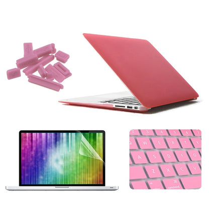 ENKAY for MacBook Air 13.3 inch (US Version) 4 in 1 Frosted Hard Shell Plastic Protective Case with Screen Protector & Keyboard Guard & Anti-dust Plugs(Pink) - MacBook Air Cases by ENKAY | Online Shopping South Africa | PMC Jewellery | Buy Now Pay Later Mobicred