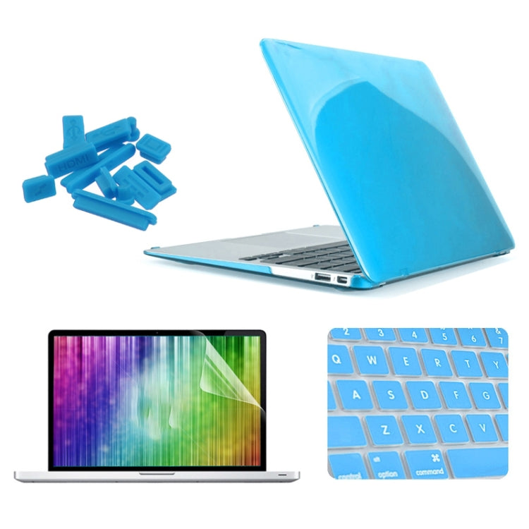 ENKAY for MacBook Air 13.3 inch (US Version) / A1369 / A1466 4 in 1 Crystal Hard Shell Plastic Protective Case with Screen Protector & Keyboard Guard & Anti-dust Plugs(Blue) - MacBook Air Cases by ENKAY | Online Shopping South Africa | PMC Jewellery | Buy Now Pay Later Mobicred