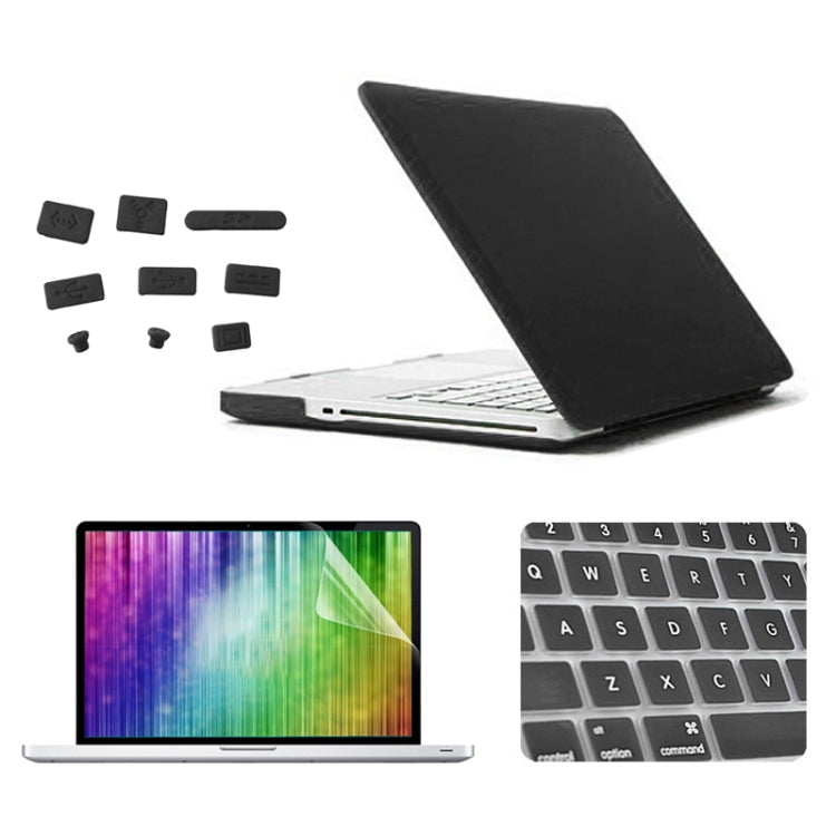 ENKAY for MacBook Pro 15.4 inch (US Version) / A1286 4 in 1 Frosted Hard Shell Plastic Protective Case with Screen Protector & Keyboard Guard & Anti-dust Plugs(Black) - MacBook Pro Cases by ENKAY | Online Shopping South Africa | PMC Jewellery | Buy Now Pay Later Mobicred