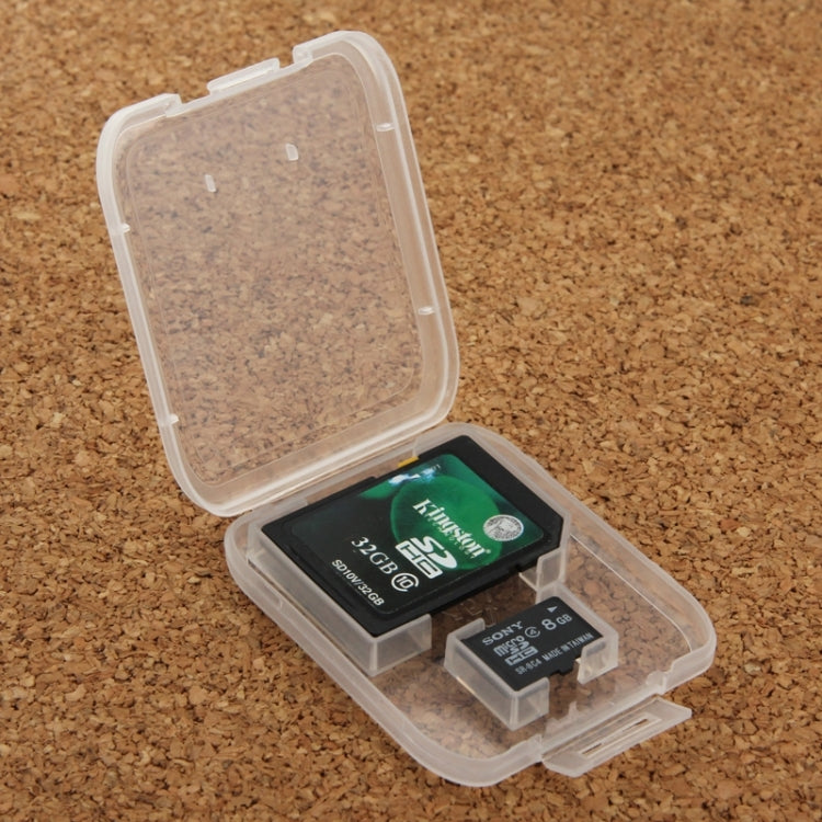 100Pcs Transparent Plastic Storage Card Box for SD Card + Micro SD Card(TF Card)(Transparent) - Card Case by PMC TechLife | Online Shopping South Africa | PMC TechLife