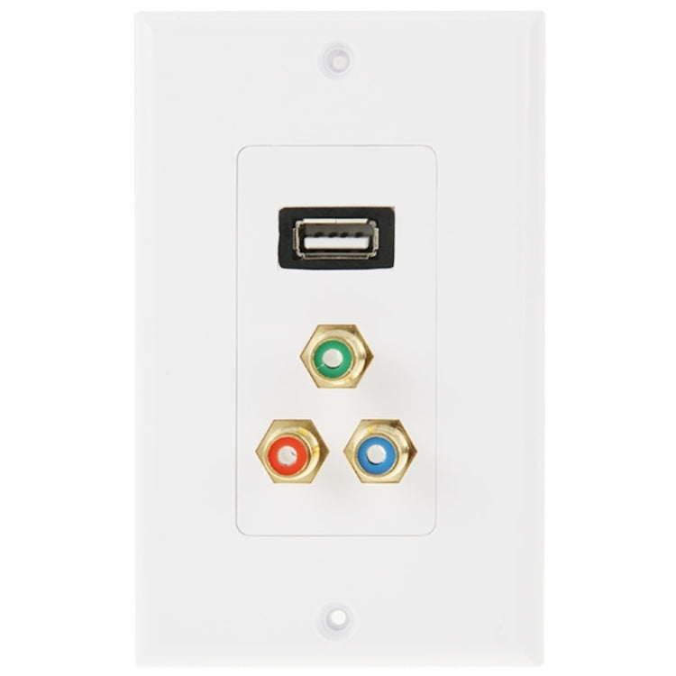 USB 2.0 Female Plug + 3 RCA Female Plugs Wall Plate Panel -  by PMC TechLife | Online Shopping South Africa | PMC TechLife | Buy Now Pay Later Mobicred