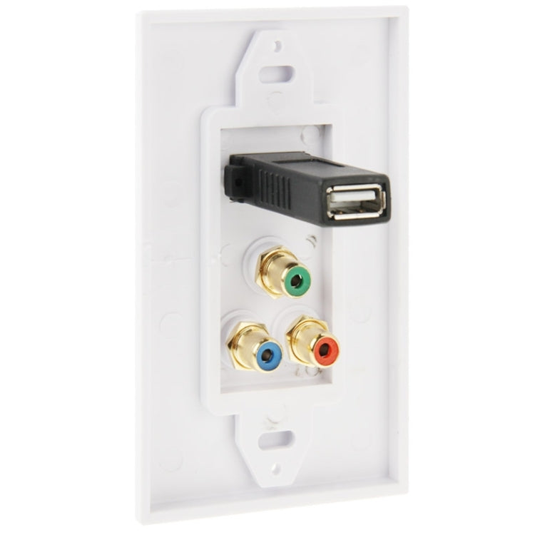 USB 2.0 Female Plug + 3 RCA Female Plugs Wall Plate Panel -  by PMC TechLife | Online Shopping South Africa | PMC TechLife | Buy Now Pay Later Mobicred