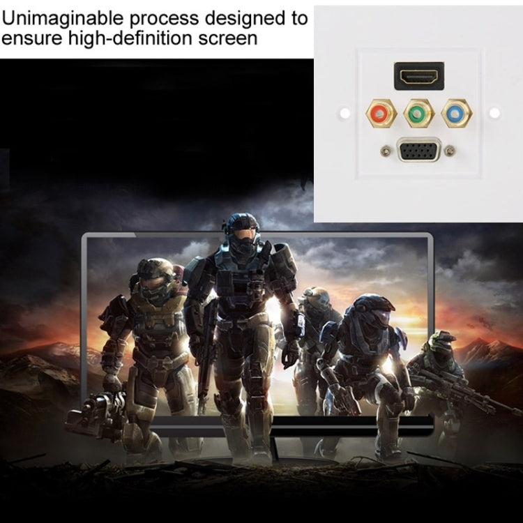 HDMI Female Plug + 3 RCA Female Plugs + VGA Female Plug Wall Plate Panel -  by PMC TechLife | Online Shopping South Africa | PMC TechLife | Buy Now Pay Later Mobicred
