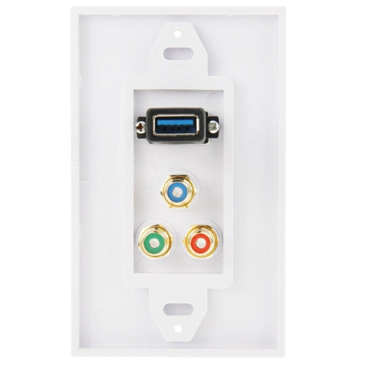 USB 3.0 Female Plug + 3 RCA Female Plugs Wall Plate Panel -  by PMC TechLife | Online Shopping South Africa | PMC TechLife | Buy Now Pay Later Mobicred