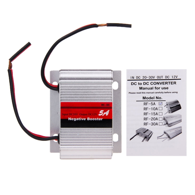 RF-5A DC 24V to 12V Car Power Inverter Adapter Negative Booster Convert(Silver) - Others by PMC TechLife | Online Shopping South Africa | PMC TechLife | Buy Now Pay Later Mobicred